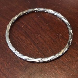 Silvertone Twist Rope Vintage Bangle Bracelet